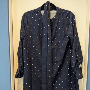 Blue polkadot shirt dress